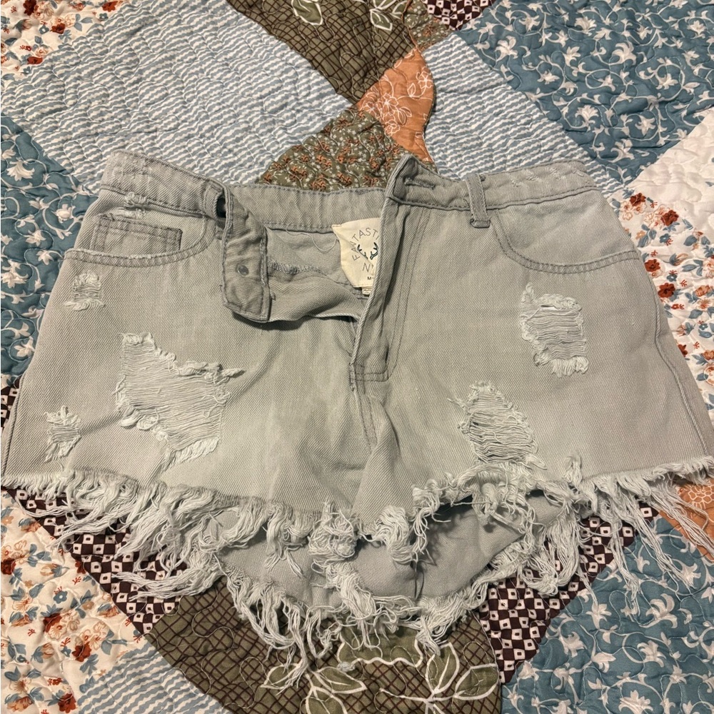 Fantastic Fawn Light Gray Denim Shorts
